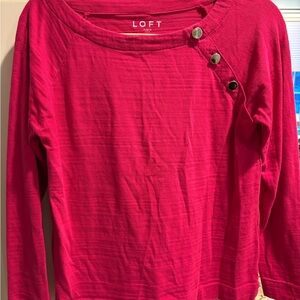 LOFT size small Fuchsia Long Sleeve Top with Button Accents